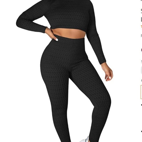 Texured 2 piece long sleeve crop top and leggings - Picture 4 of 4